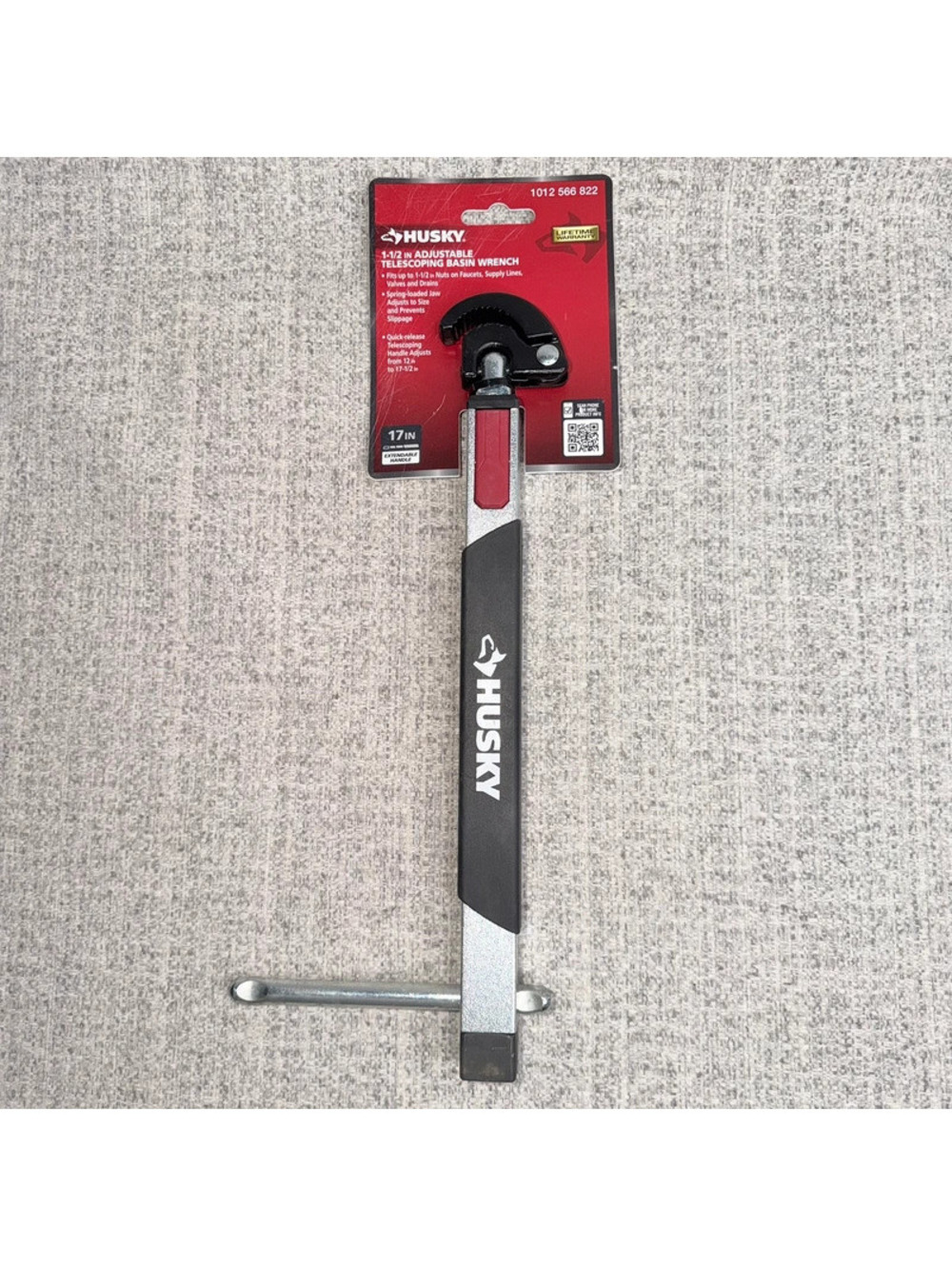 New Husky 1-1/2 Inch Adjustable Telescoping Basin Wrench 17 Inch Plumbing Tool